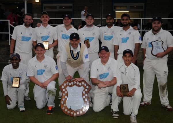 Warley after their 2016 Crossley Shield final win over SBCI at Mytholmroyd