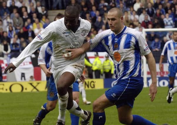 Adam Quinn in action for Halifax during the 2006 Conference play-off final.