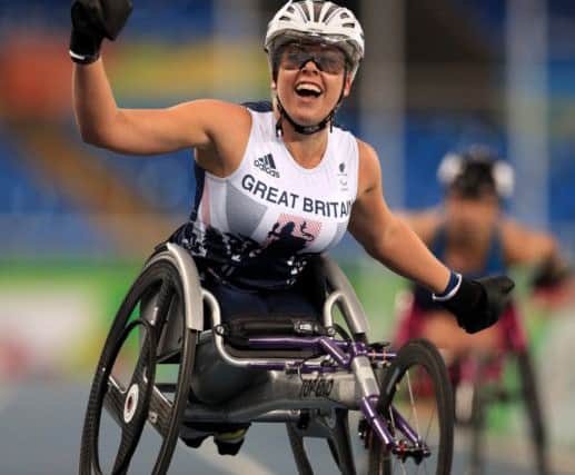 Great Britain's Hannah Cockroft celebrates winning the Women's 400 metres T34 final during the seventh day of the 2016 Rio Paralympic Games in Rio de Janeiro, Brazil. PA WIRE