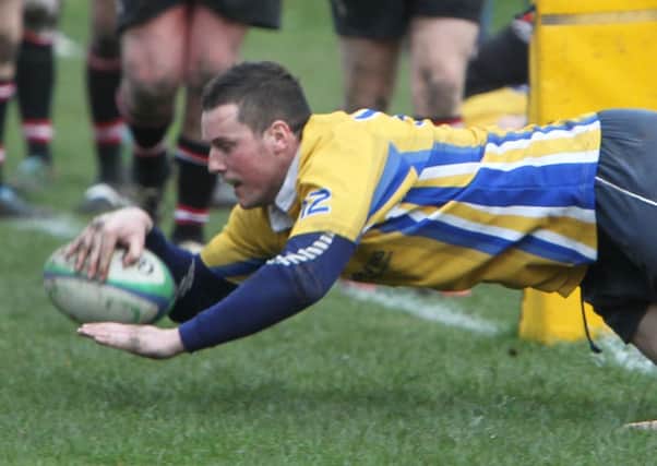 Actions from the rugby union game Old Crocs v Old Brods at Broomfield, Halifax
Pictured is Neil Richardson try