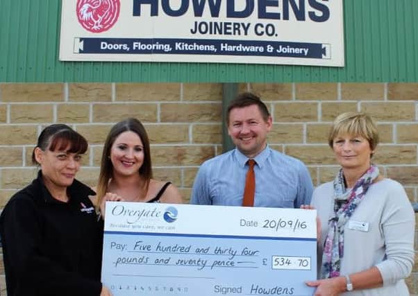 Heidi, Sarah and Chris from Howdens with Julie Beaumont from Overgate Hospice