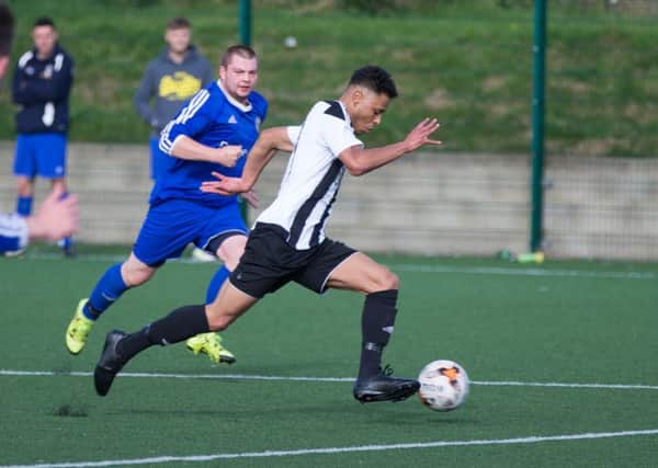 Actions from Halifax Hammers v Queens Head, at Calderdale College. Pictured is Callum Chantler