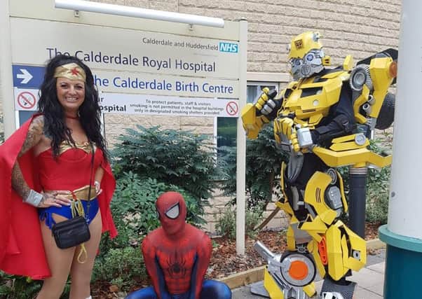 Wonder woman, Spiderman and Bumble Bee paid a visit to Calderdale Royal Hospital