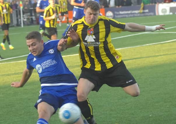 Jake Hibbs in action for Halifax at Harrogate
