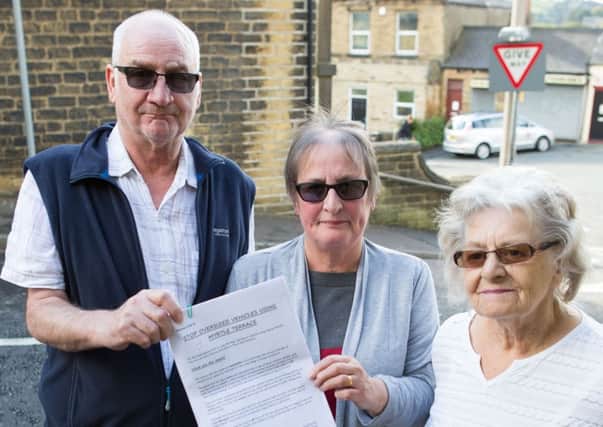 Anne Honor, Stephen and Margaret Drake, residents of Myrtle Terrace, Sowerby Bridge, have been gathering a petition to stop HGV's using their narrow street.