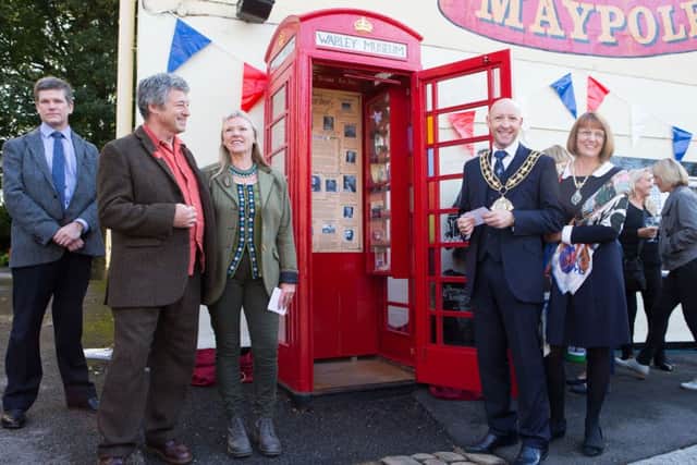 Opening of the Warley Village Museum, in an old phone box. Pictured are Richard Macfarlane, Paul and Chris Czainski, Mayor Howard Blagbrough and Mayoress Catherine Kirk