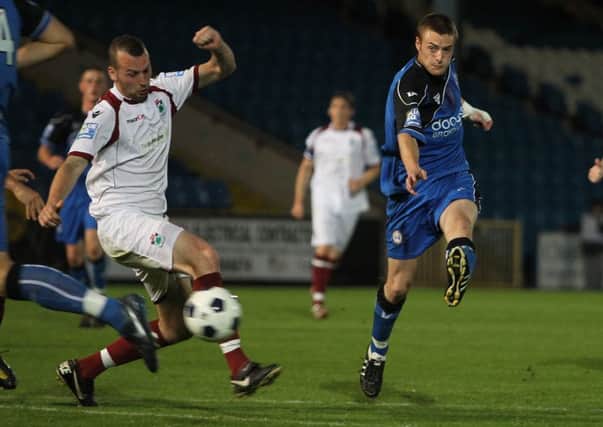 Actions from the game FC Halifax Town v Colwyn Bay at the Shay
Pictured is Jamie Vardy goal