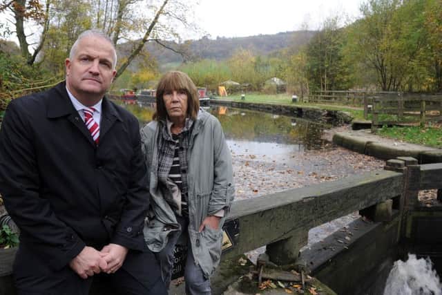 Appeal: Det Supt Simon Atkinson with Geri Rimer at the Rochdale Canal,Hebden Bridge