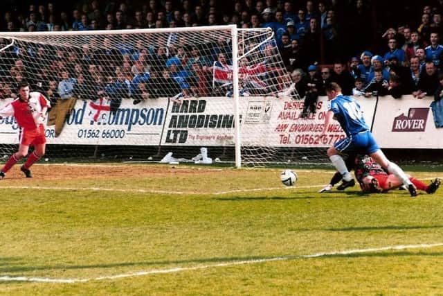 Horsfield in action at Kidderminster in 1998