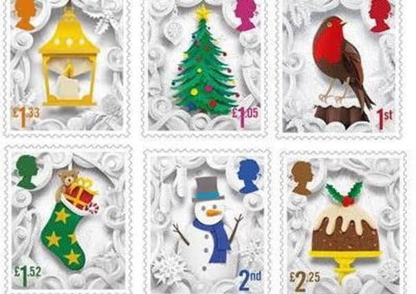 The new set of Christmas stamps.