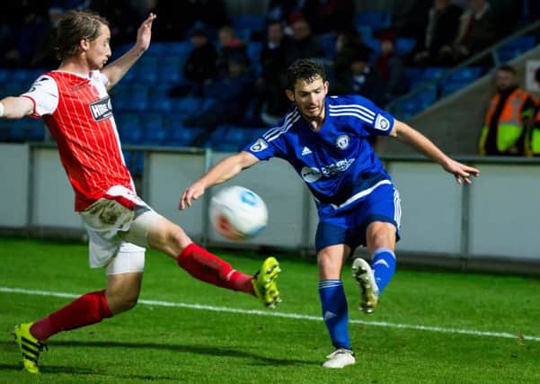 Actions from Halifax Town v Kidderminster, at the MBI Shay Stadium