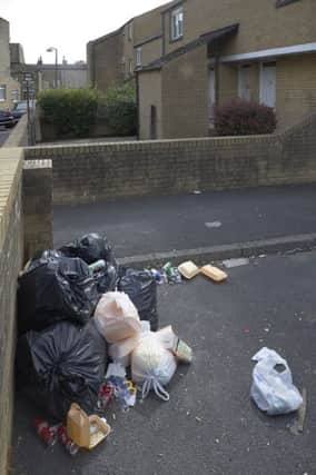Rubbish at Oak Lane, Hanson Lane, Halifax.