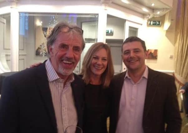 GUEST: Mark Lawrenson (left) with Angela Thorp and Nick Wornsop