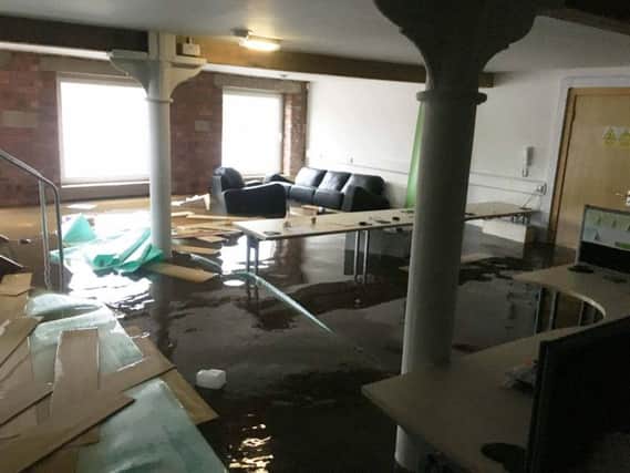 Internal flood damage at Riverside Mills in Elland
