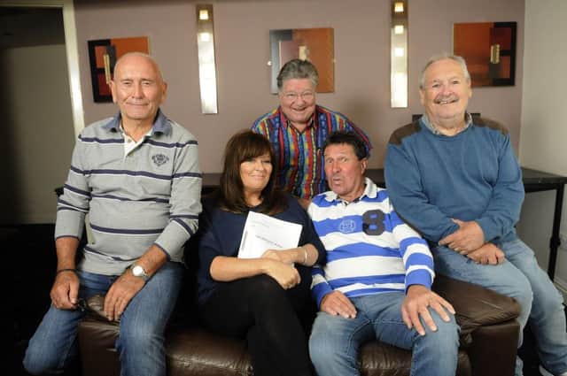 Rehearsals for Bobby Ball's play The Dressing Room, which premieres in Lytham.  Cast members Cannon and Ball with Kate Robbins, Johnnie Casson and Stuart Francis.