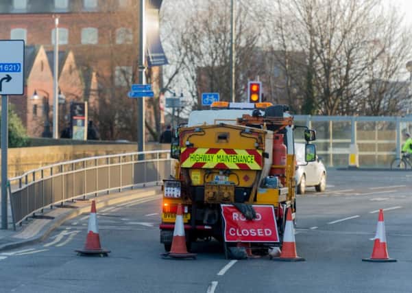 Roads around Bridgewater Place, Leeds, will remain closed until around 4pm. PIC: James Hardisty