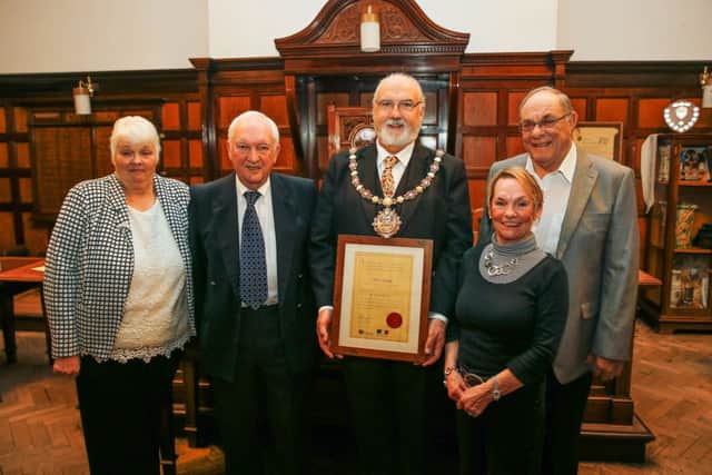 The Mayor of Todmorden and the family of D-Day veteran Robert Johnson