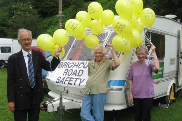 Brighouse Road Safety Committee hand out balloons at Brighouse Charity Gala 2011.
Pictured is secretary Peter Davies, Vice-chair Pat Oates and chair Ann Rutherford