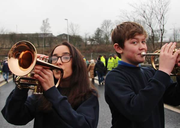 Brooksbank students playing at the opening of Elland Bridge