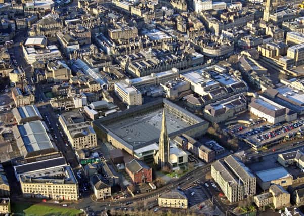 Aerial shot of the Piece Hall, Halifax