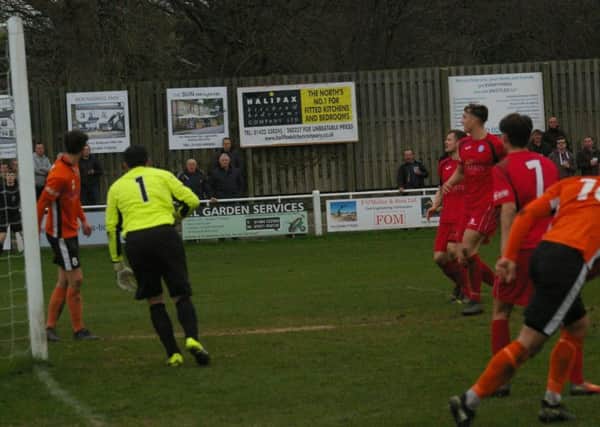 town v ramsbottom mike fish far right turns after scoring town second with tom haigh no 8 looking on