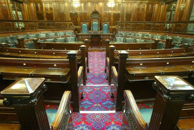 Interior of Halifax town hall, which has been listed as one of the top ten town halls in the country to visit
Council chambers