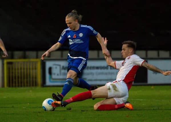 Halifax's Matty Kosylo was among the scorers in their 2-0 home win over Kidderminster in November, wbut is set to miss the game through injury on Saturday.