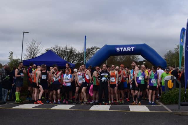 Runners at the start line of the Overgate Hospice run
