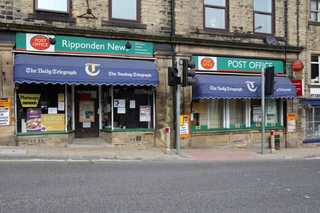 Ripponden News and Post Office with closed sign.