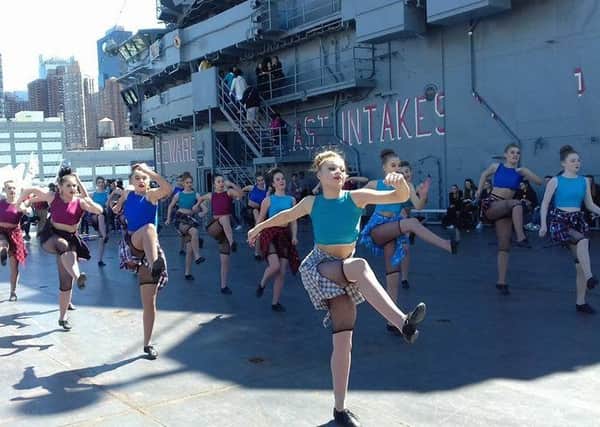 Ryburn students perform on an aircraft carrier in Manhattan