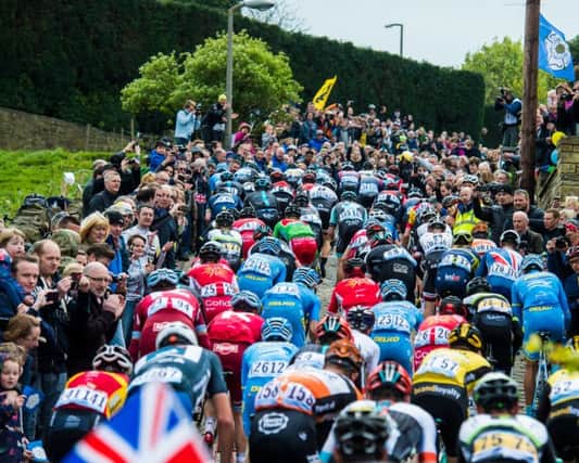 Date:30th April 2017.                                  Picture James Hardisty.
TDY Stage 3 Cote de Shibden Wall.
Hugh crowds line the route on Cote de Shibden Wall, Halifax, as the riders make their up this cobbled climb and head for the finish line in Sheffield.