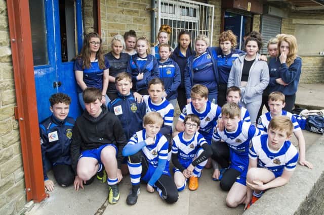 Illingworth Sports and Social Club broken in to again. Illingworth RL under 14s girls and boys outside the clubhouse.