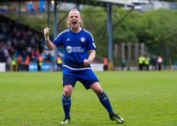 FC Halifax Town beat Salford City in the semi-finals of the play-offs, at the MBI Shay Stadium. Matty Kosylo