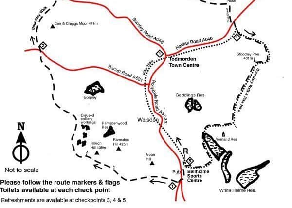 Todmorden Boudnary Walk route map