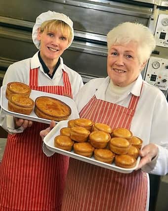 B and M Collins & Sons, Cleckheaton.Winners at the Melton Mowbray Pork Pie competition.Pictured: Marjorie Collins and Mary Johnson.Photo date: 21/03/17Ref: AB_BandM_Collins_2