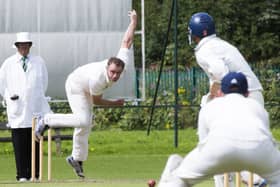 Cricket - Copley v Sowerby. Sowerby bowler Matthew Hoyle.