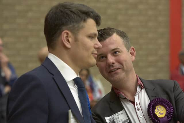 General Election count at North Bridge Leisure Centre, Halifax. Chris Pearson and Mark Weedon.