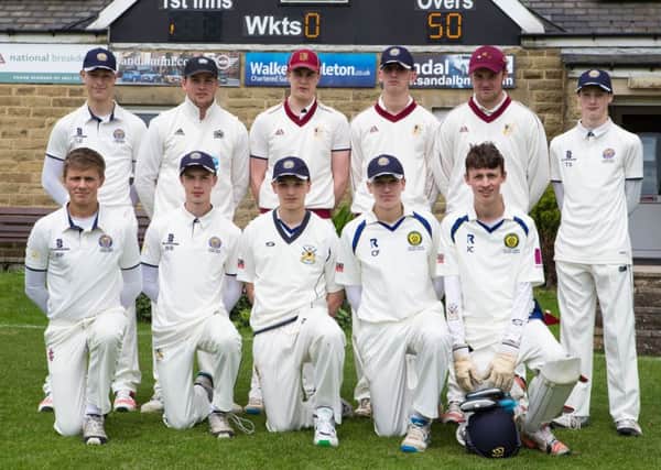 Halifax under 17s cricket, at SBCI. Pictured from back left are Louis Cockburn, Matthew Crowther, Henry Lamper, Isaac Mitchell, Charlie Holt-Conway and Will Eddon. In front, Matthew Harrison, Will Burley, Dan Brock, Callum Philipson and Jordan Croft