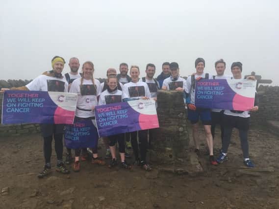Oliver Collinge was diagnosed with a rare form of cancer inm 2015 and wife Jessica has now climbed the Three Peaks with a group, raising Â£14,000 for Cancer Research UK.