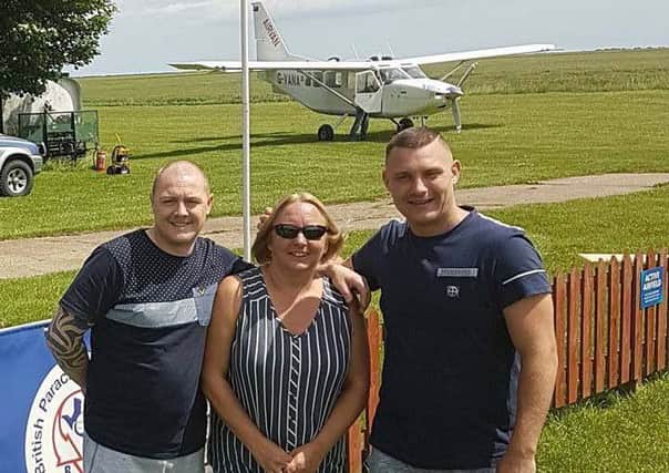 Richard, Debbie and Simon before the skydive