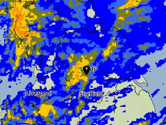 Rain clouds have been sweeping across Yorkshire (Image: Met Office)