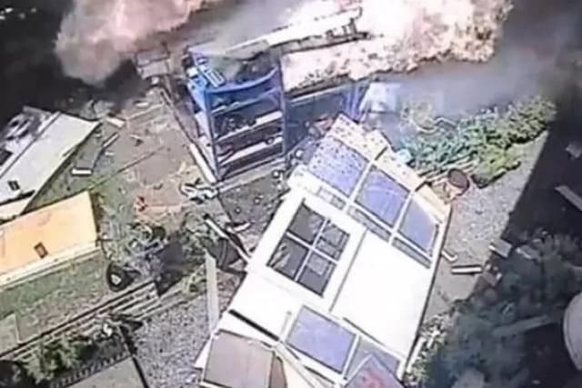 Shed Exploding From Front Captured on CCTV: Moment stored petrol causes West Yorkshire garden ...