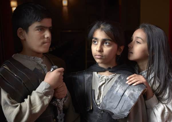 Shakespeare classic: Bilal Zahis, 11, Bushraa Parveen, 10, and Azaria Khan, 11, in Macbeth