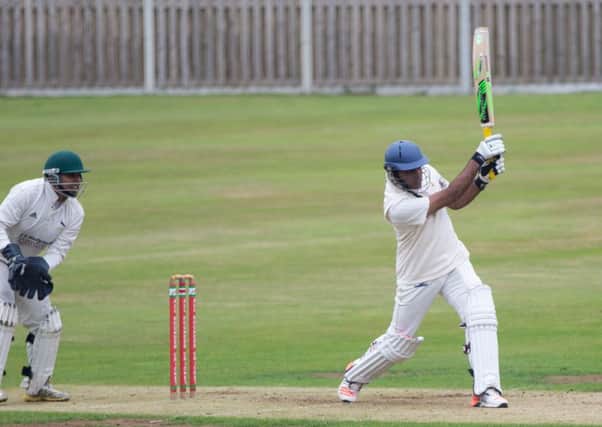 Actions from Lightcliffe v Hanging Heaton, at Lightcliffe CC. Pictured is Kashif Naved