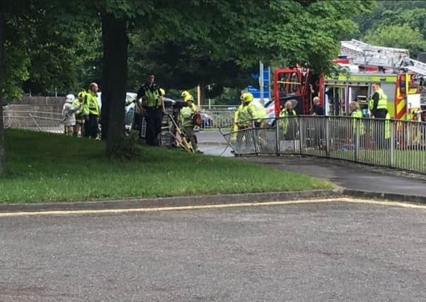 Emergency services at the scene of the crash in Brighouse. Picture: Abigail Kellett