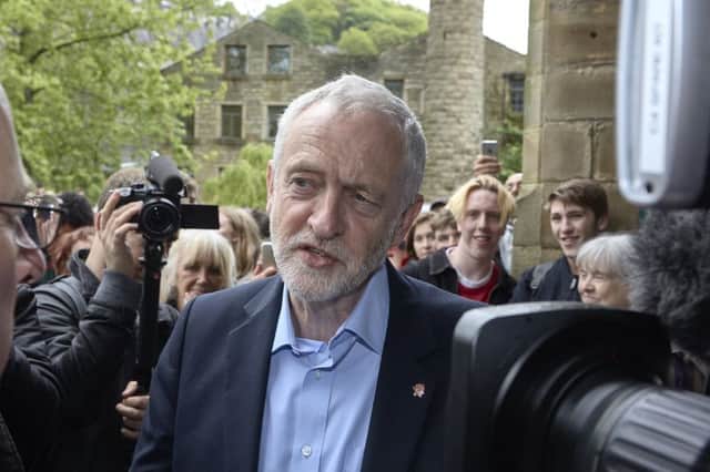 Labour leader Jeremy Corbyn at Hebden Bridge town hall.