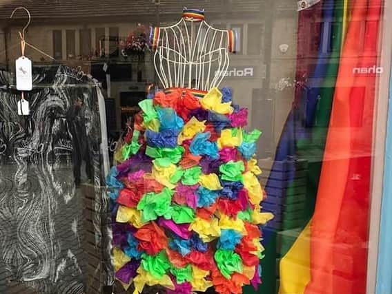 Dragonfly Boutique is among other Hebden Bridge shops who have decorated their fronts for Happy Valley Pride
