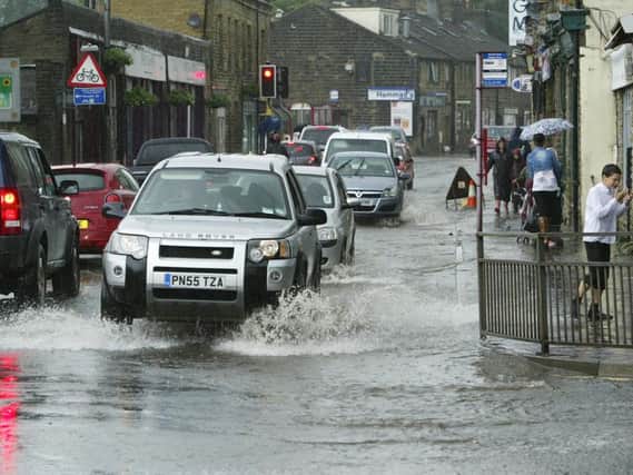Flash flood on Burnley Road Mytholmroyd