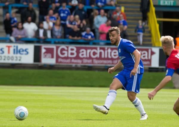 Actions from FC Halifax Town v Aldershot at the Shay. Michael Duckworth