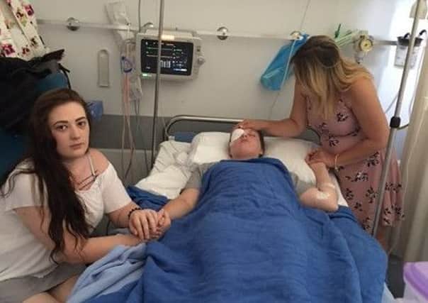 Shanna Newby suffered a brain hemorrhage while on holiday with her boyfriend Joe Collett his family. Pictured are sister Naiomi, Shanna Newby and Shannas mum Karen Rawling.